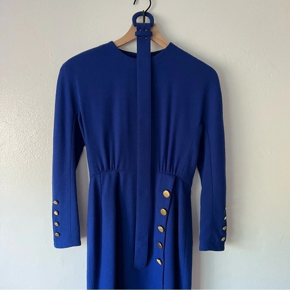 Nipon Petites Vintage Royal Blue Long Sleeve Dress with Belt